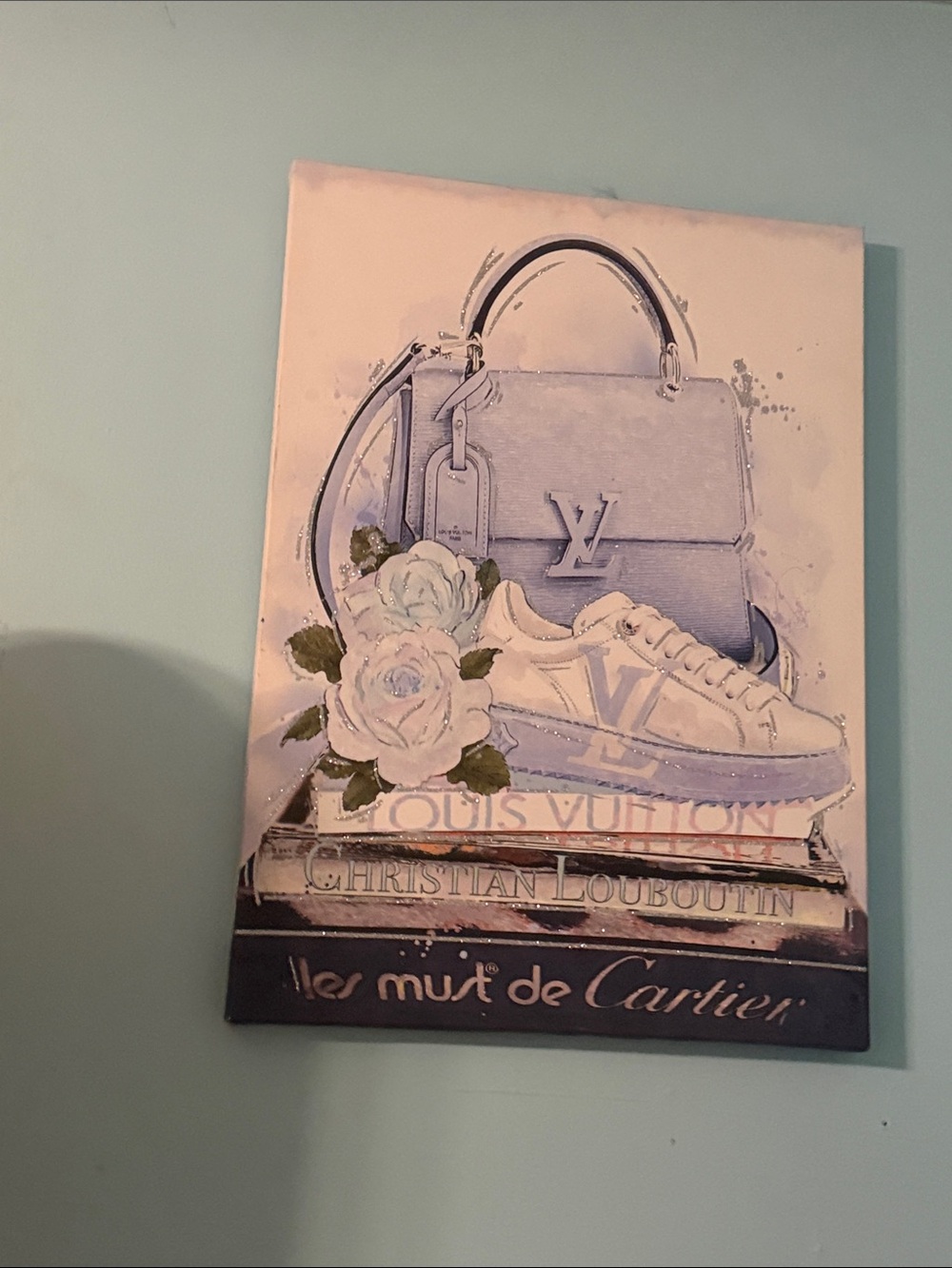 Louis Vuitton Lavender Tote and Sneaker Canvas Art